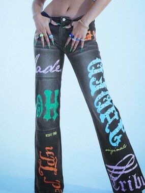 Jaded London Honey Bum Print Jeans